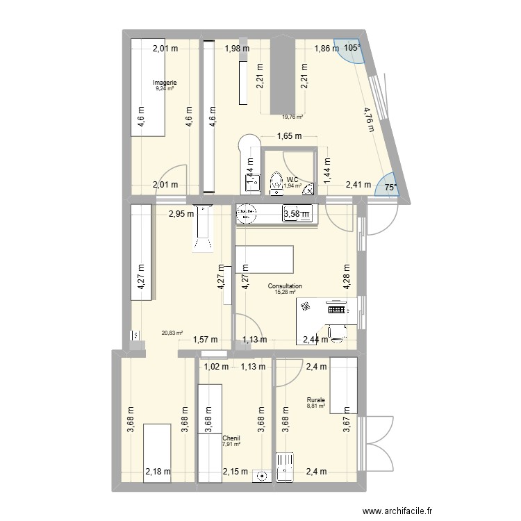 Brasq apres coulage 3. Plan de 7 pièces et 84 m2