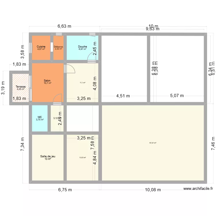 Mangouba RDC. Plan de 11  et 140 m²