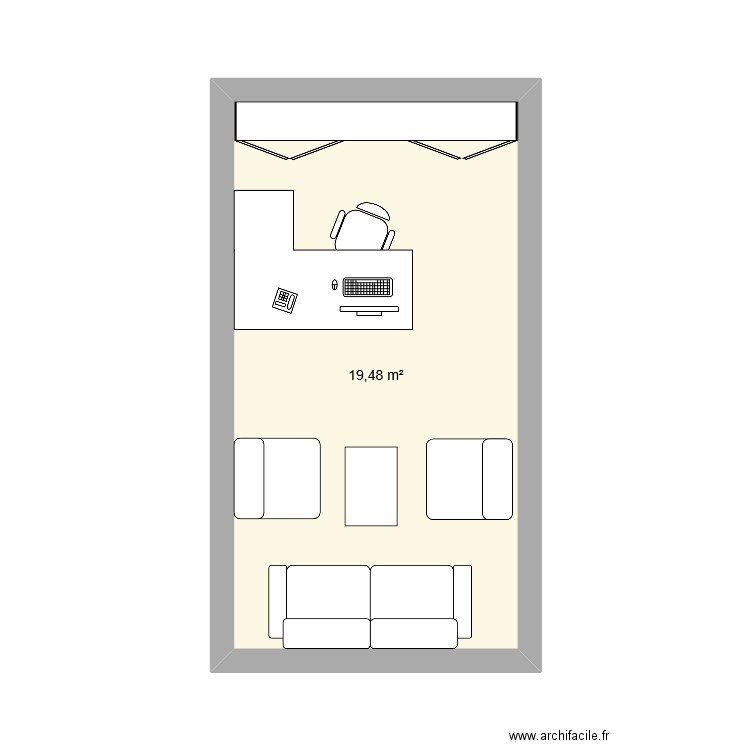 bureau. Plan de 1 pièce et 19 m2