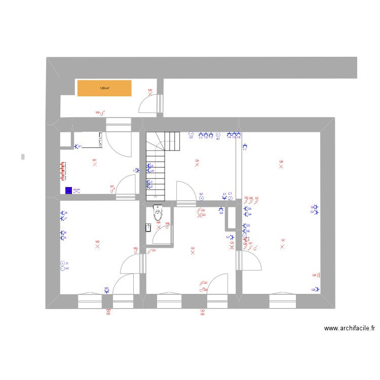 schema elect. RDC1. Plan de 7 pièces et 74 m2