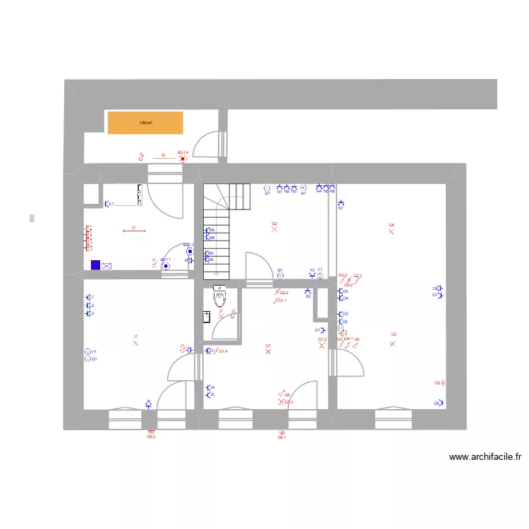 schema elect. RDC1. Plan de 7  et 74 m²