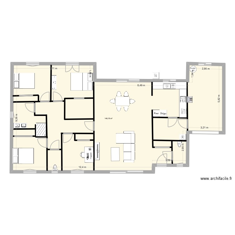 plan1. Plan de 1 pièce et 149 m2
