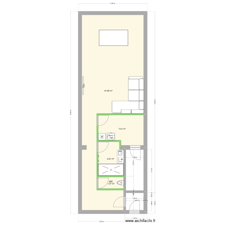 CROIX 74. Plan de 4 pièces et 62 m2
