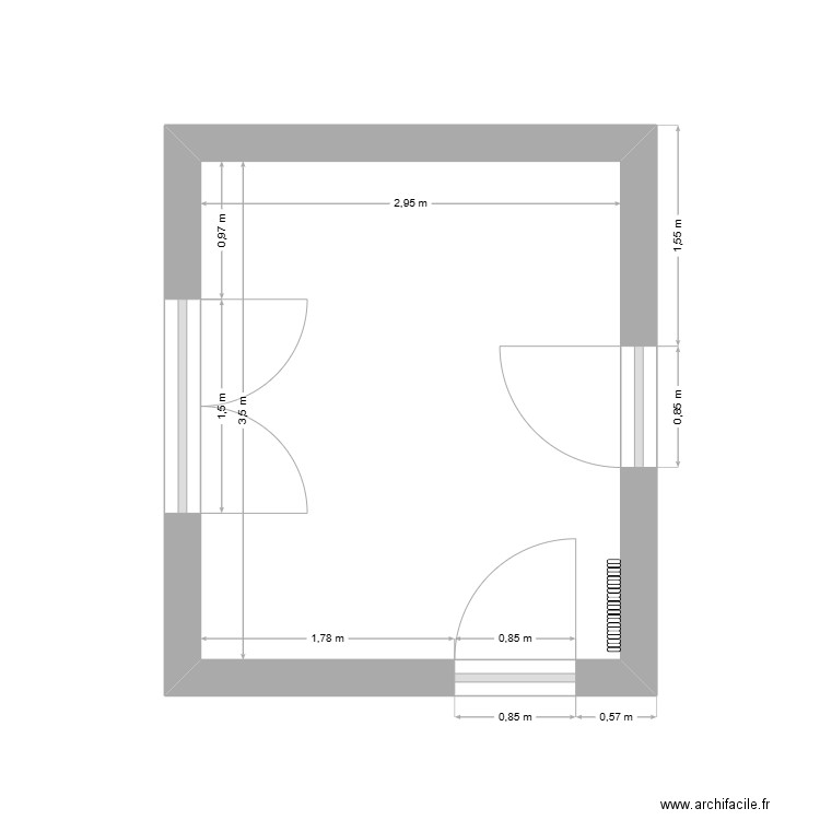 Cuisine. Plan de 1 pièce et 10 m2