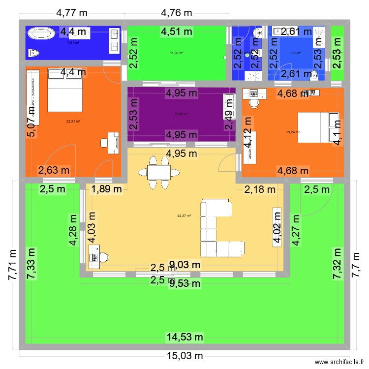 Plan rdc gandidgal. Plan de 10 pièces et 194 m2