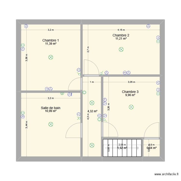 1er étage franck. Plan de 7 pièces et 51 m2