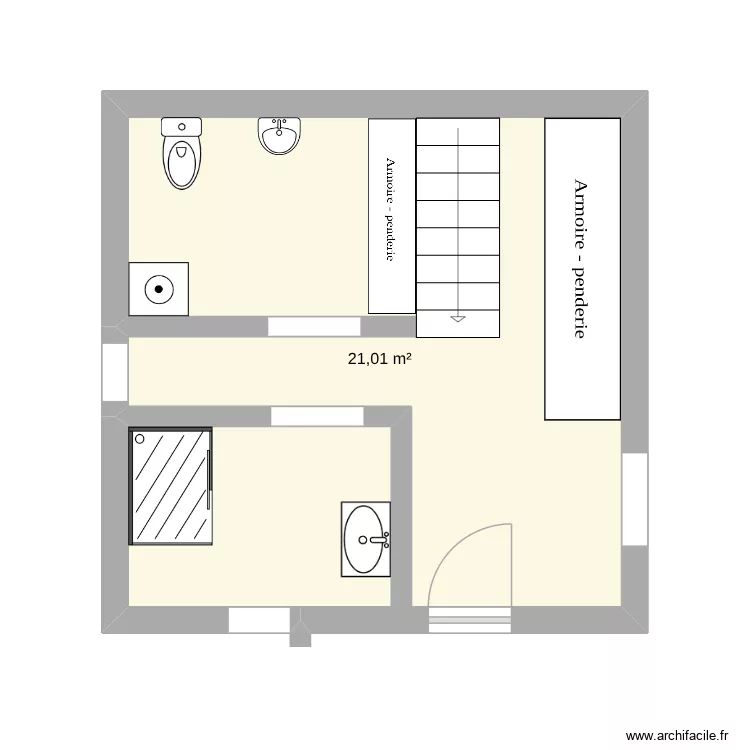 COULOIR DEVERSANT. Plan de 1 pièce et 21 m² COULOIR DEVERSANT. Plan de 1 pièce et 21 m²