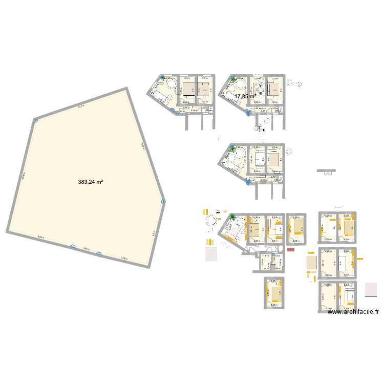 CHAMPIONNET. Plan de 21 pièces et 592 m2