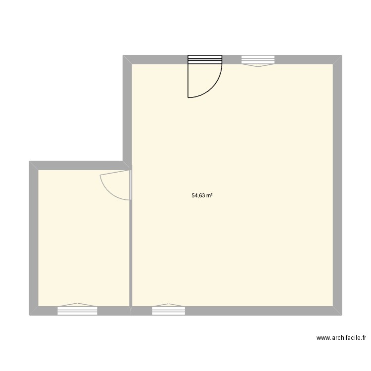 Appart. Plan de 1 pièce et 55 m2