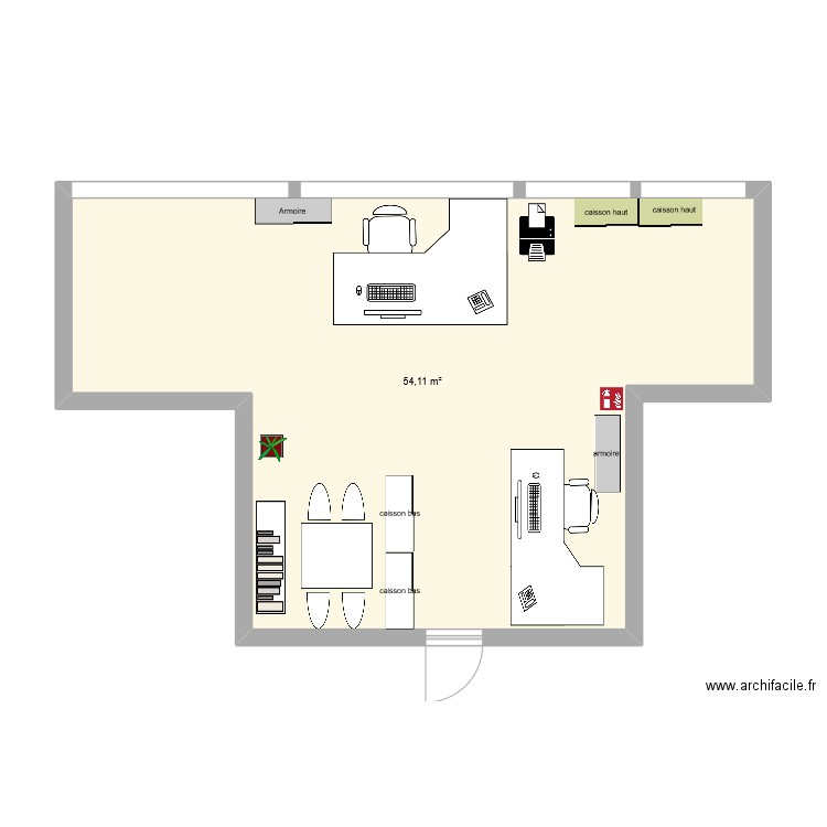 Aménagement cio. Plan de 1 pièce et 54 m2