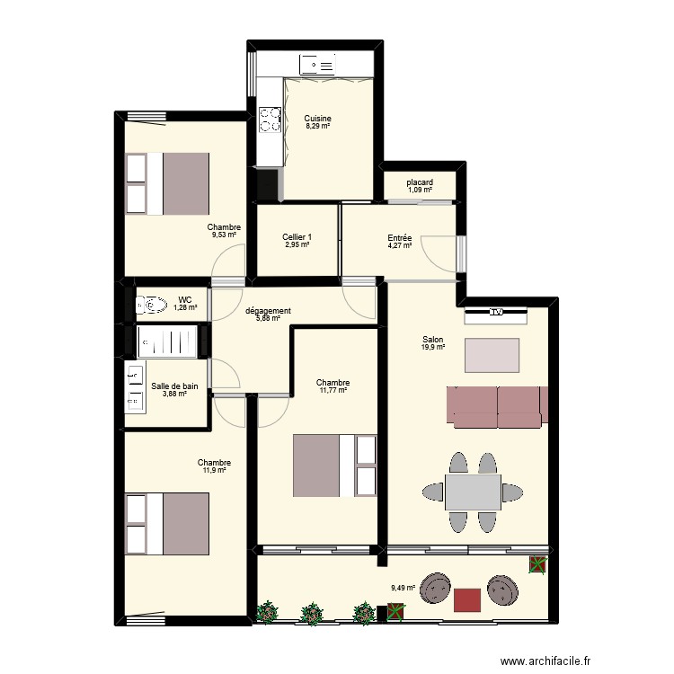 DE OLIVEIRA VARRAL MEUBLES. Plan de 16 pièces et 91 m2