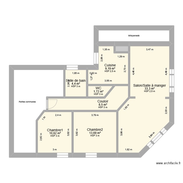 Chaillet. Plan de 10 pièces et 110 m2