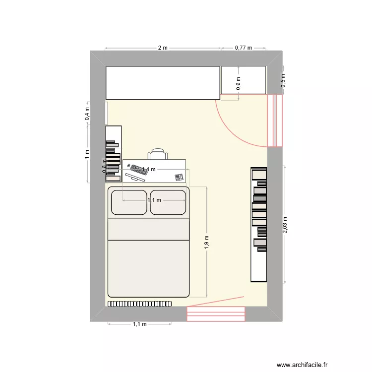 Chambre Parents. Plan de 1 et 12 m² Chambre Parents. Plan de 1 et 12 m²