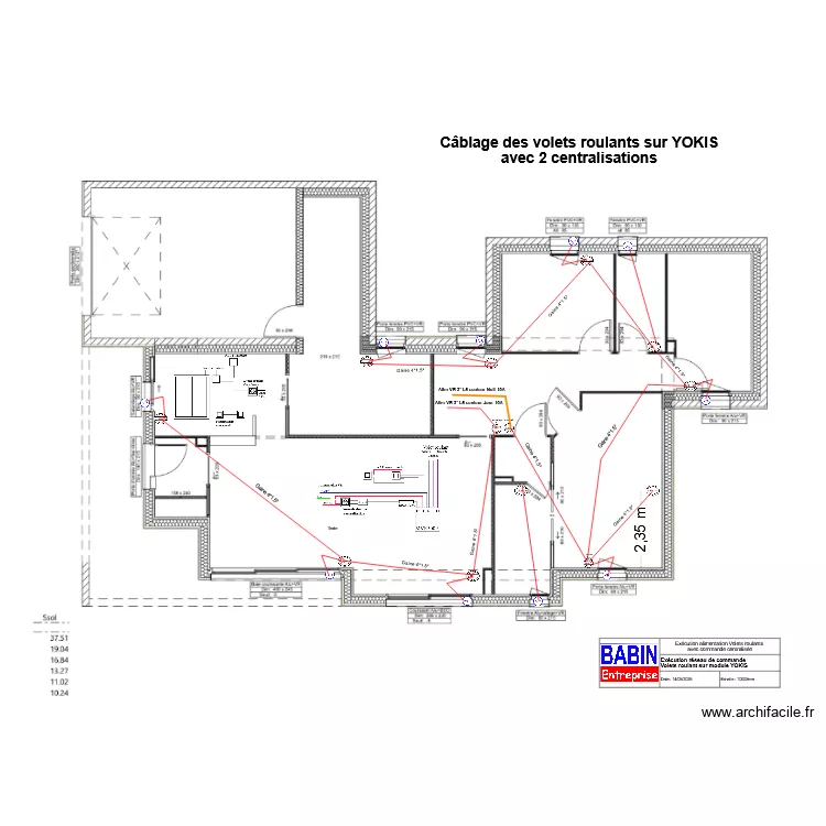 Ex&eacute;cution alimentation Volets roulants. Plan de 