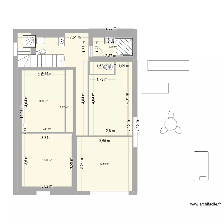 LOT 4 APP VERTICAUX ETAGE 2 CHAMBRES. Plan de 