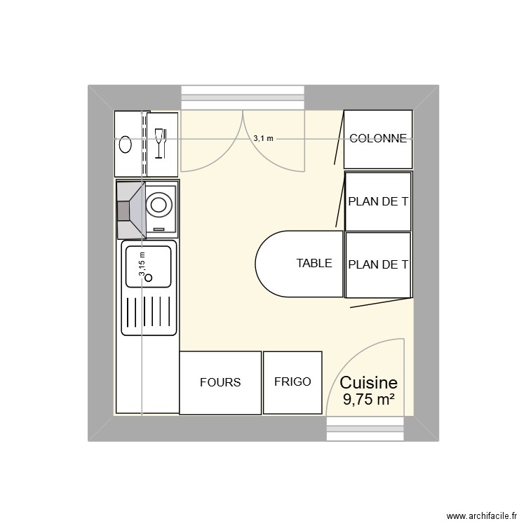 AMENAGEMENT. Plan de 1 pièce et 10 m2