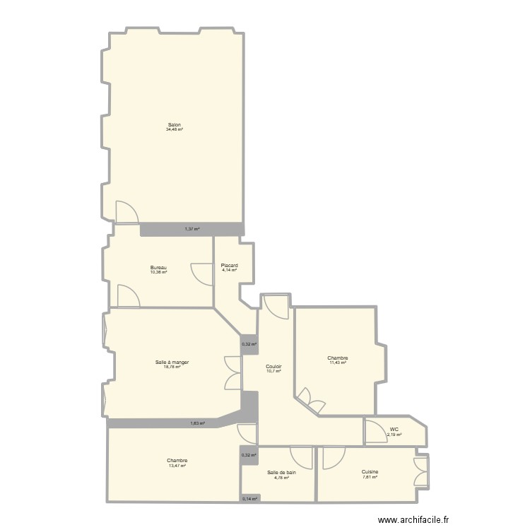 plan appart. Plan de 15 pièces et 122 m2