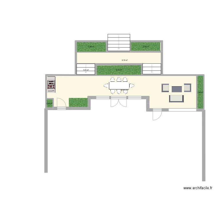 De Raef terrasse v2. Plan de 8 pièces et 52 m2
