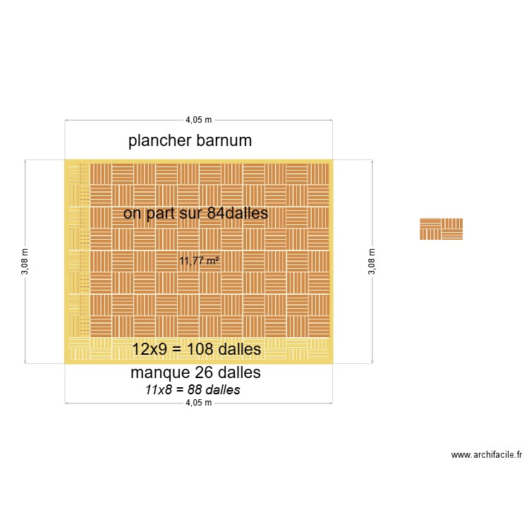Barnum sol B. Plan de 1 pièce et 12 m2