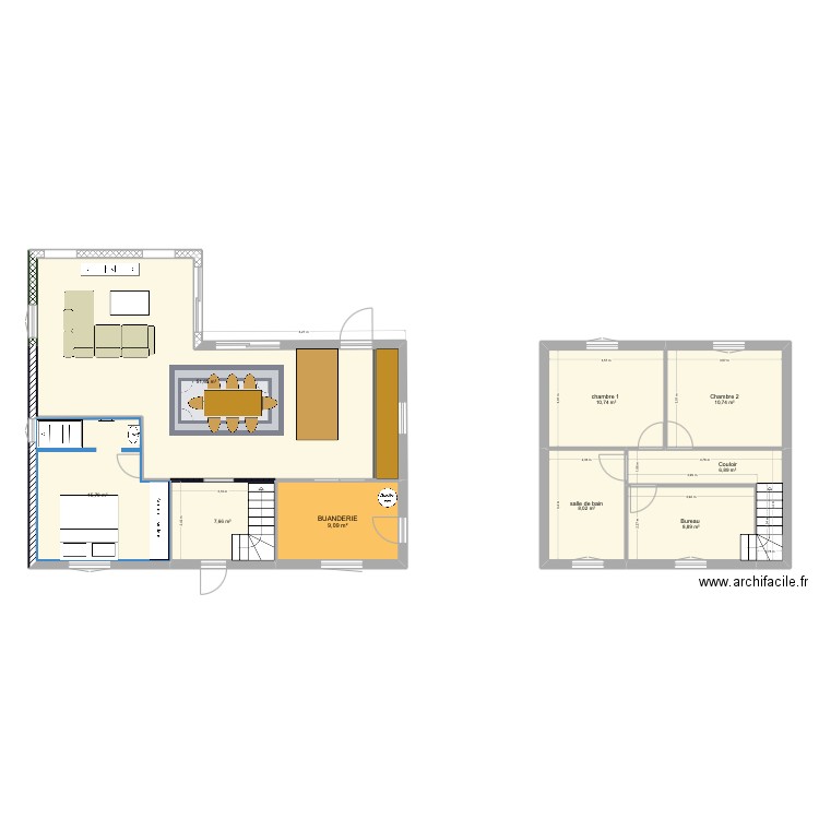maison 23. Plan de 9 pièces et 129 m2