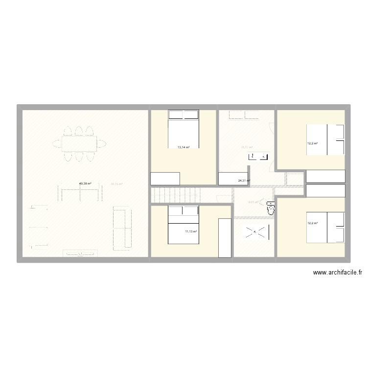 Forg. Plan de 12 pièces et 245 m2