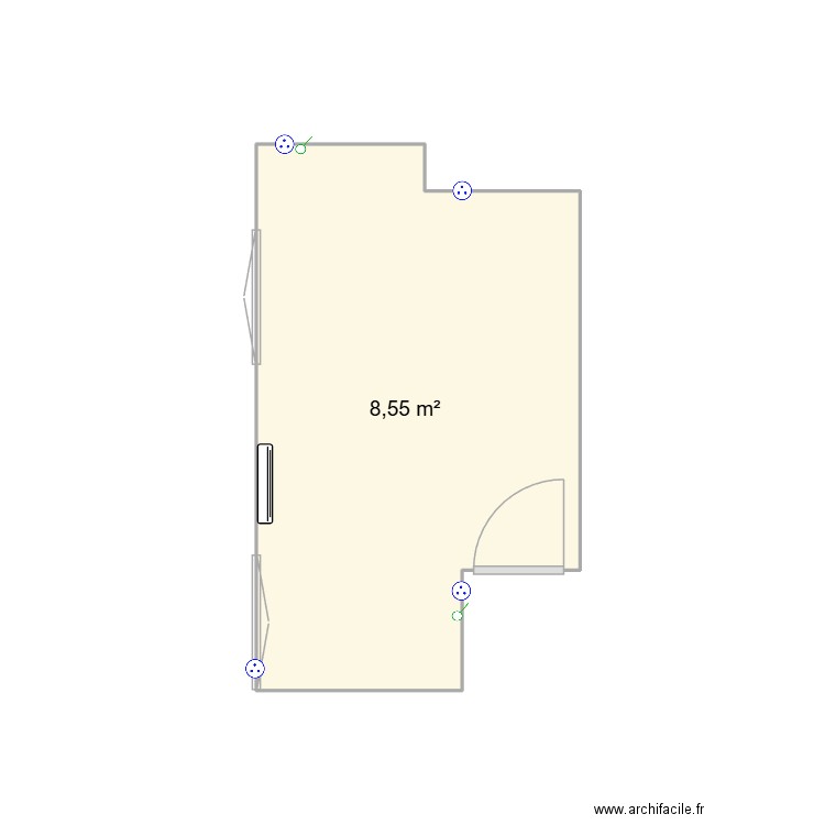 plan2. Plan de 1 pièce et 9 m2
