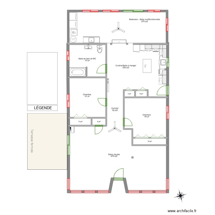 Dionne Gauthier plomberie. Plan de 8 pièces et 39 m2