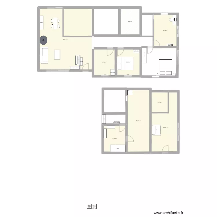 MAISON BERNIN MEUBL&Eacute;E. Plan de 