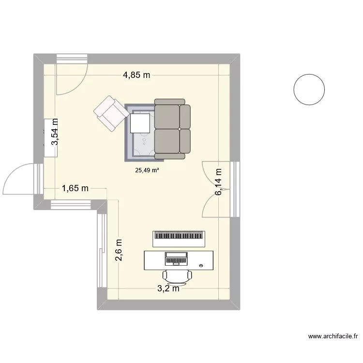 bureau-salon. Plan de 1 Pièce et 25 m² bureau-salon. Plan de 1 Pièce et 25 m²