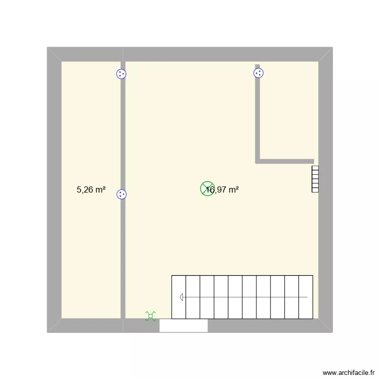 grenier. Plan de 2 Pièces et 22 m²