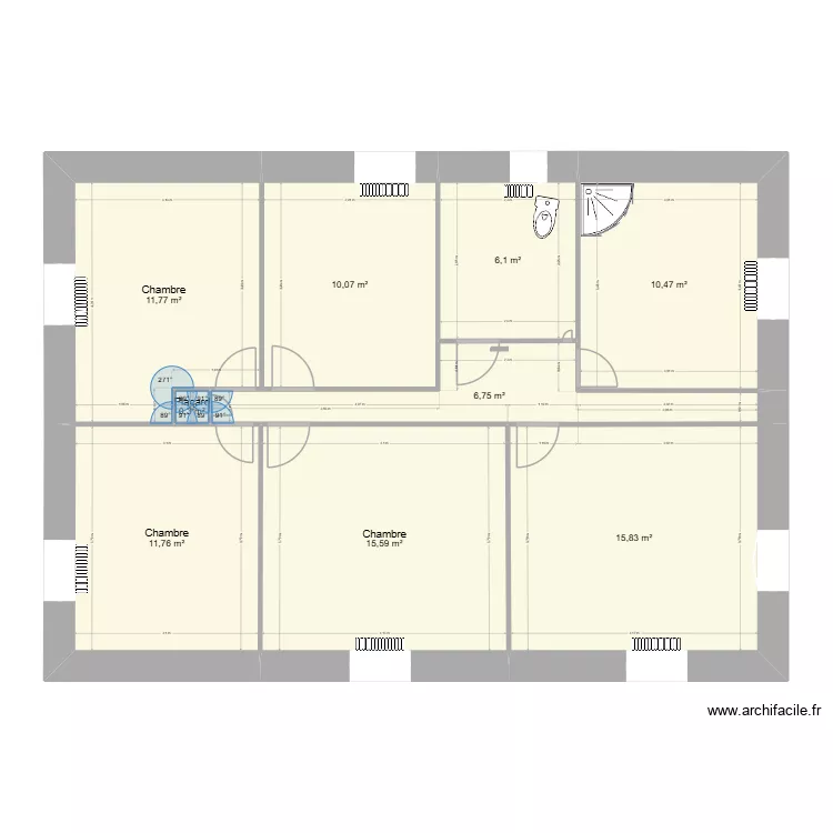 etage. Plan de 9  et 89 m²