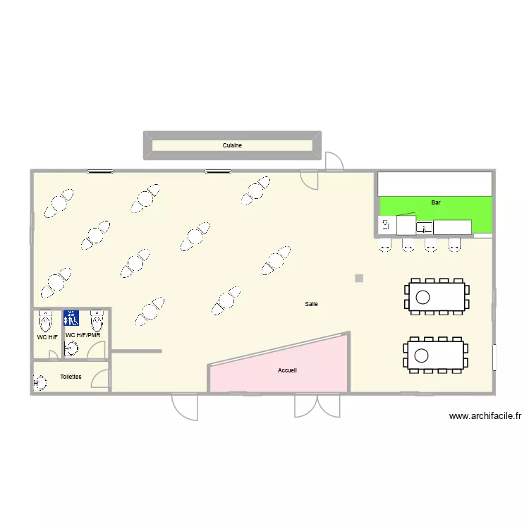 salle plan. Plan de 7  et 98 m²