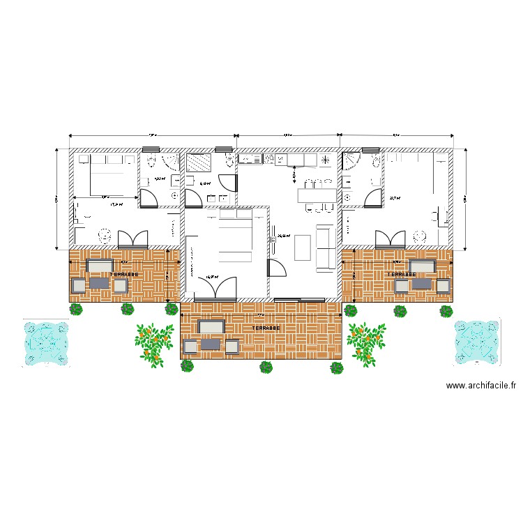 Nouveau plan Lidia2. Plan de 6 pièces et 95 m2