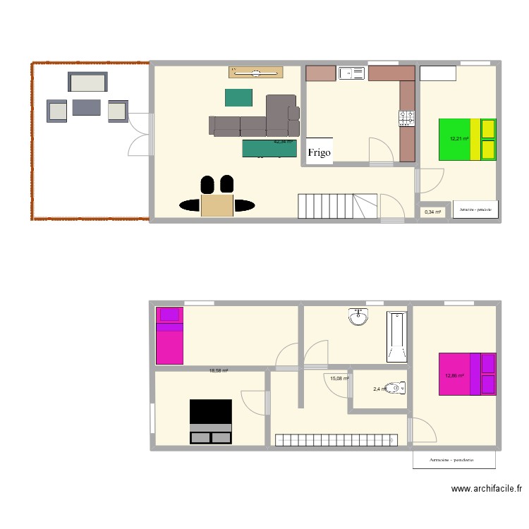 chez nous. Plan de 7 pièces et 104 m2