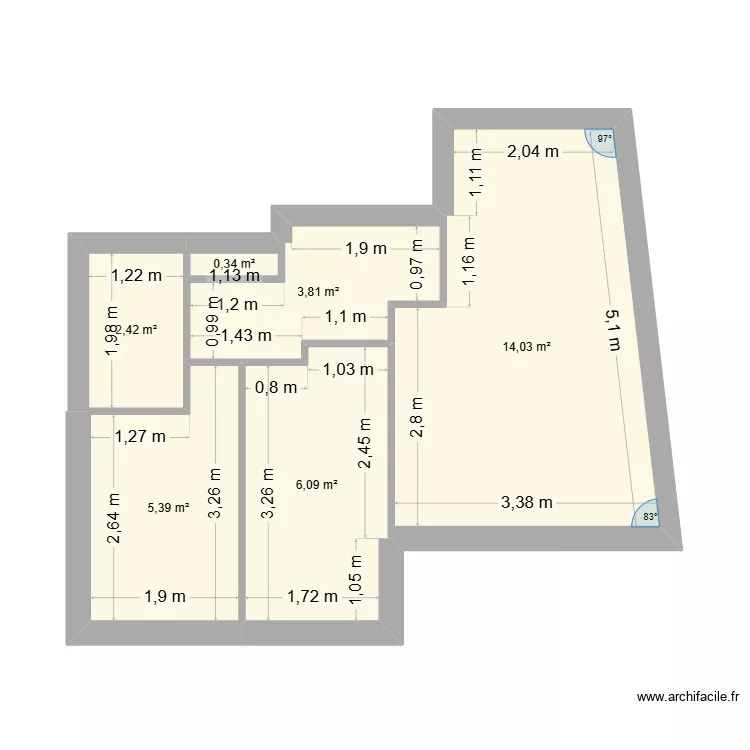 Appart Beaumont. Plan de 6  et 32 m²