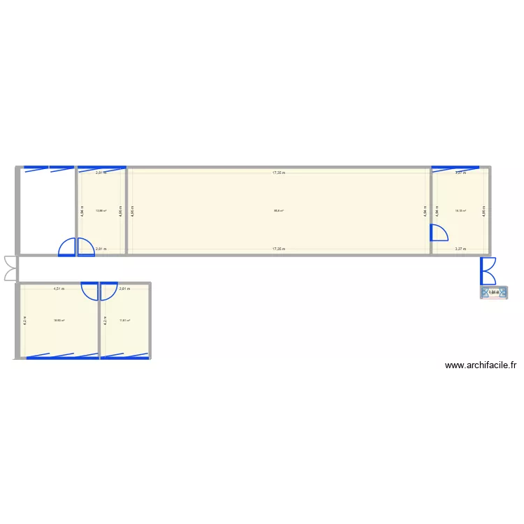 Open Space V0. Plan de 6  et 147 m²