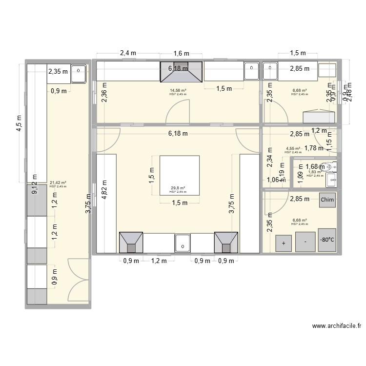 Projet structure modulaire 2 Jipé rdc. Plan de 7 pièces et 86 m2