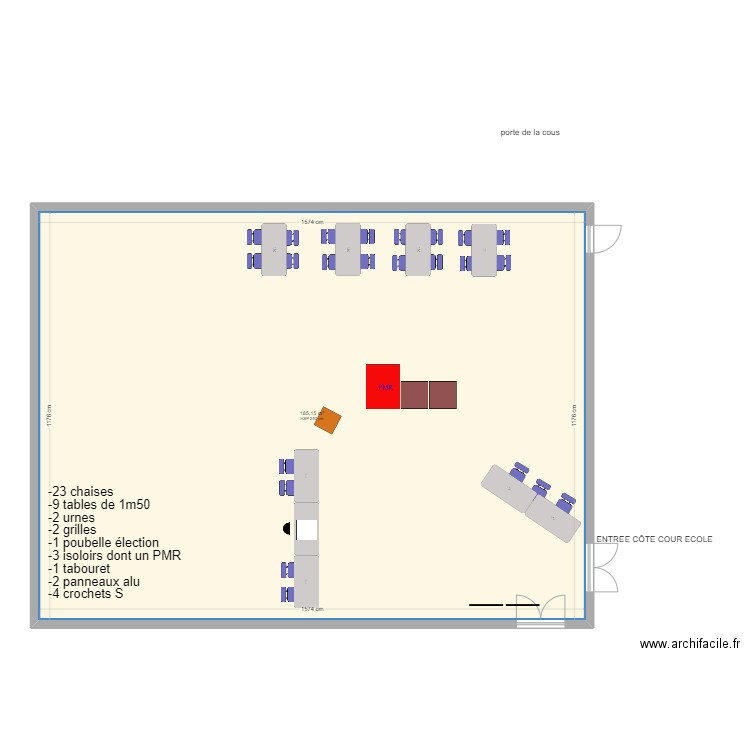 bureau élection parc provisoire maternelle. Plan de 1 pièce et 185 m2