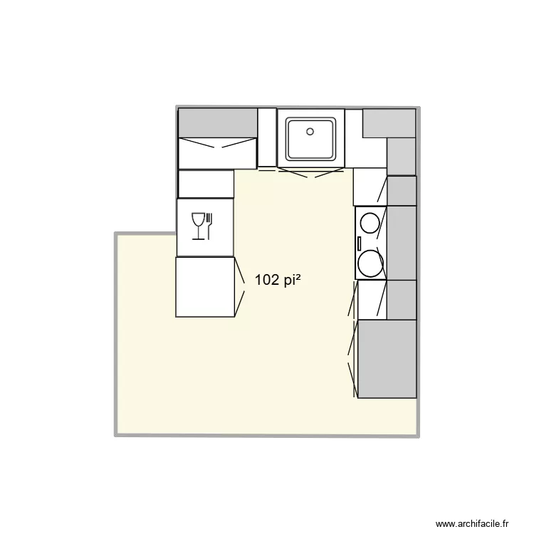 cuisine pekan 2. Plan de 1 pièce et 9 m²