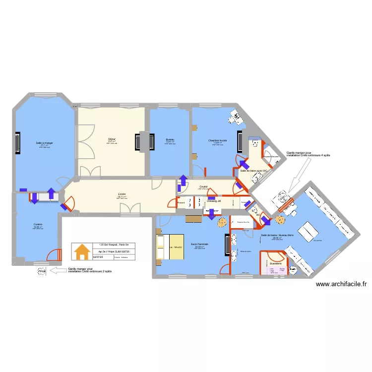 135 Raspail Plan projet CLIM 020726. Plan de 30  et 196 m²