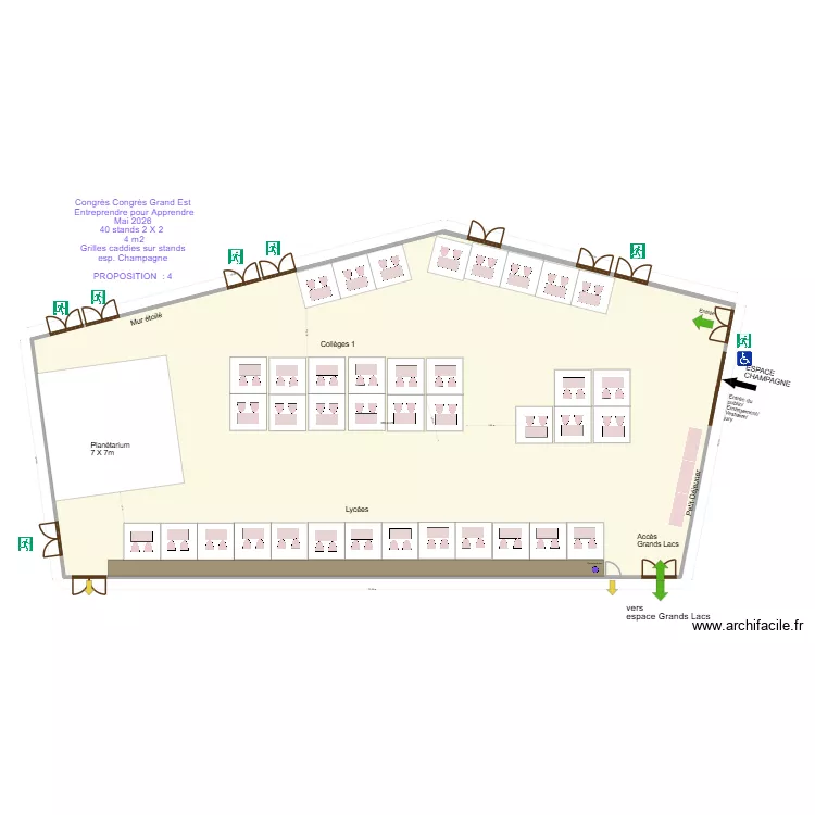 Congr&egrave;s Congr&egrave;s Grand Est  Entreprendre pour Apprendre Mai 2026  espace champagne prop 4. Plan de 1  et 584 m²