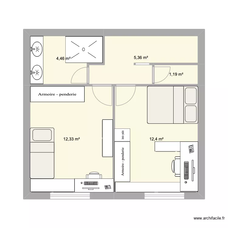 ETAGE. Plan de 5 Pièces et 36 m² ETAGE. Plan de 5 Pièces et 36 m²