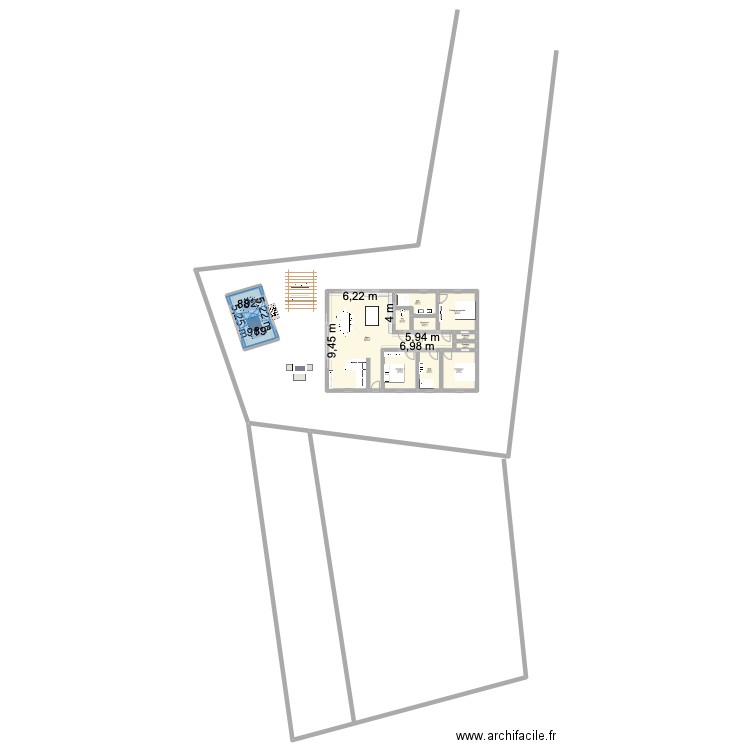 Plan maison RL. Plan de 11 pièces et 140 m2