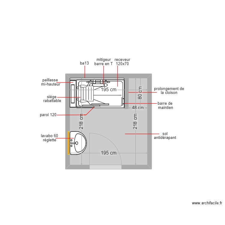 chatelier . Plan de 1 pièce et 4 m2