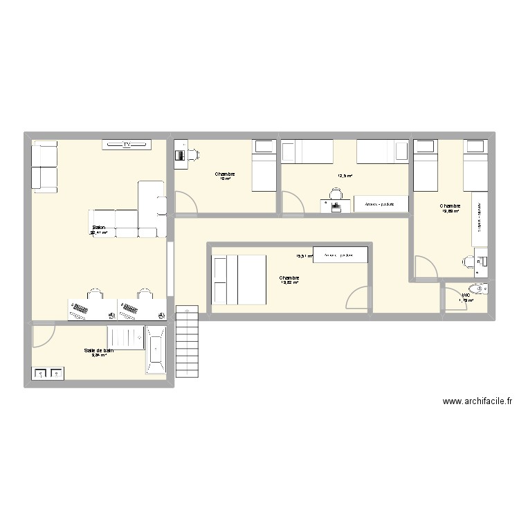 plan etage epicerie. Plan de 8 pièces et 110 m2