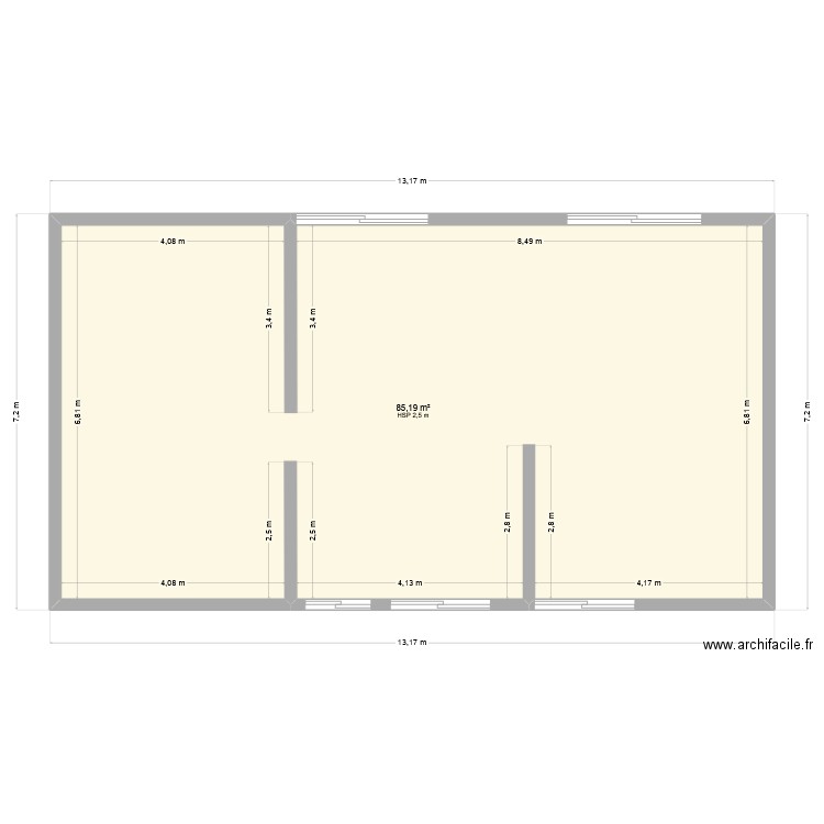Maison RdC. Plan de 1 pièce et 85 m2