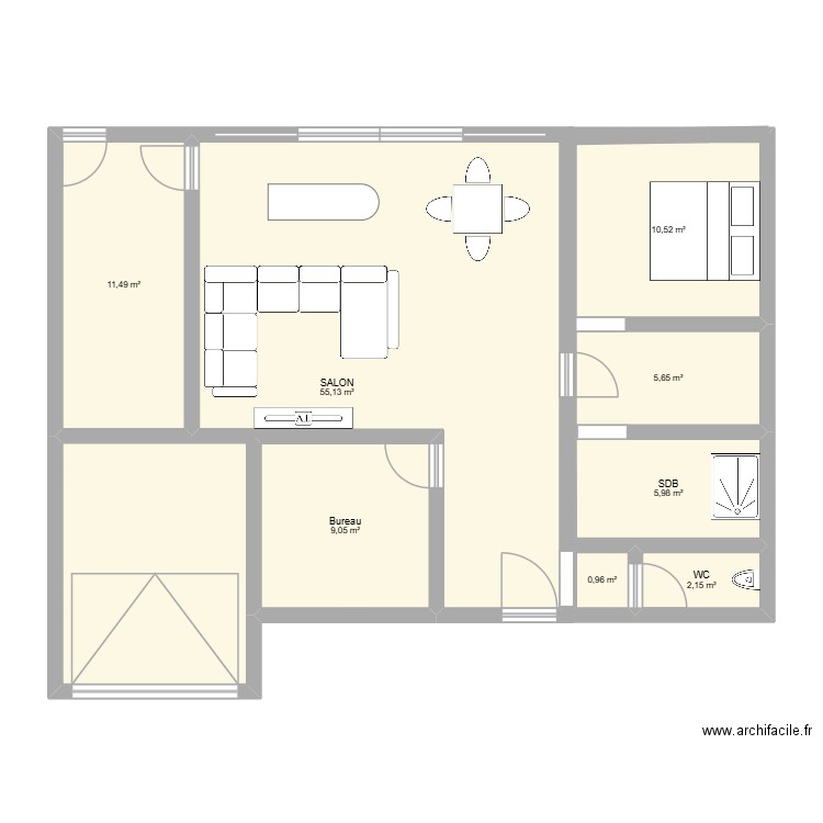 POKAM. Plan de 8 pièces et 101 m2