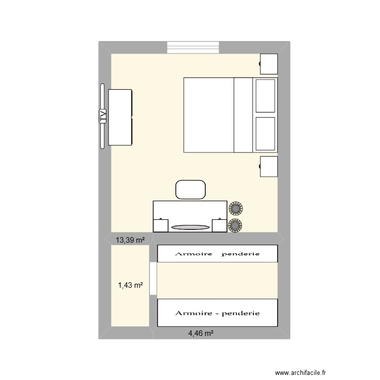 lea. Plan de 3 pièces et 19 m2