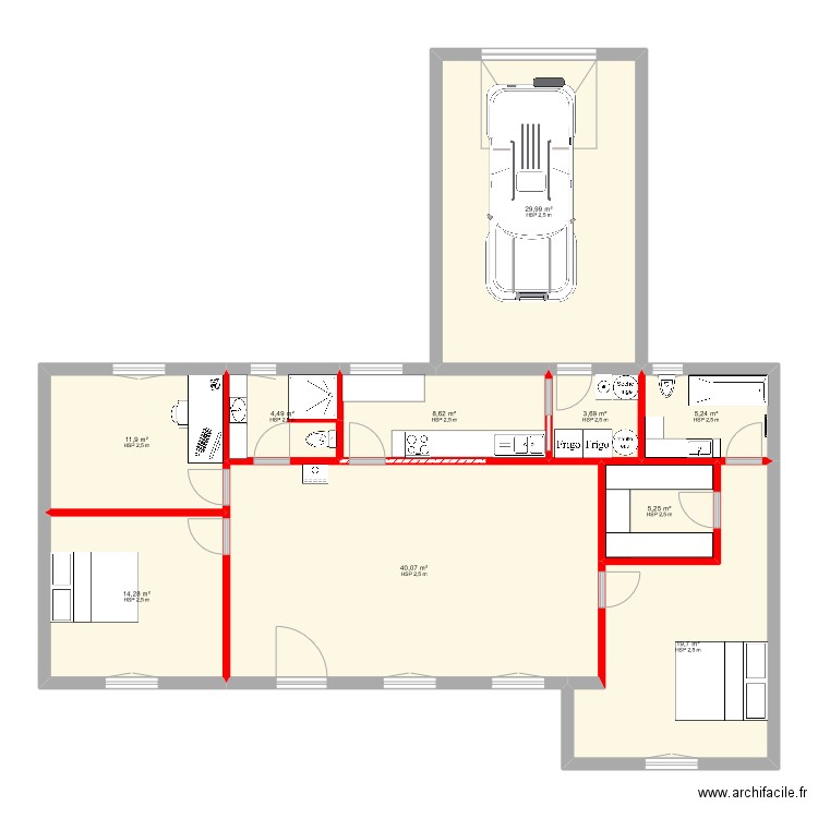 Plan maison après travaux. Plan de 10 pièces et 143 m2