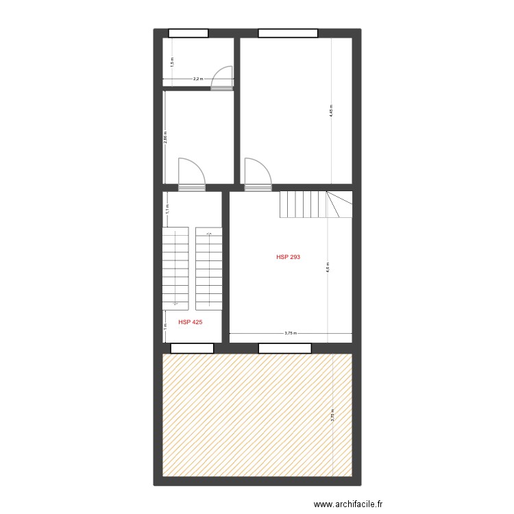Mélèzes 82 Rez+2 Projet. Plan de 6 pièces et 72 m2